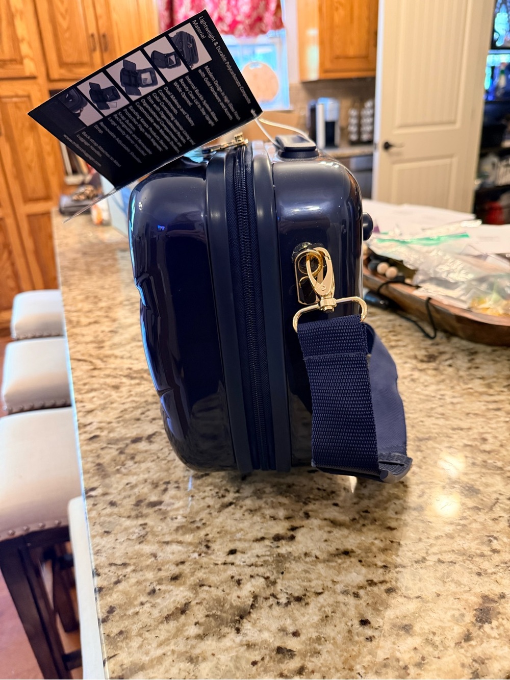 Navy Hard-Shell Cosmetic Case with Gold-Tone Hardware